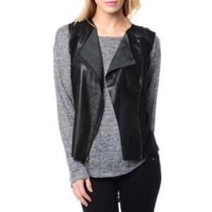 MICHAEL STARS Black Leather Vest Small